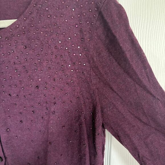 Merona Sequin Button Up Sweater Purple XL - Picture 7 of 9